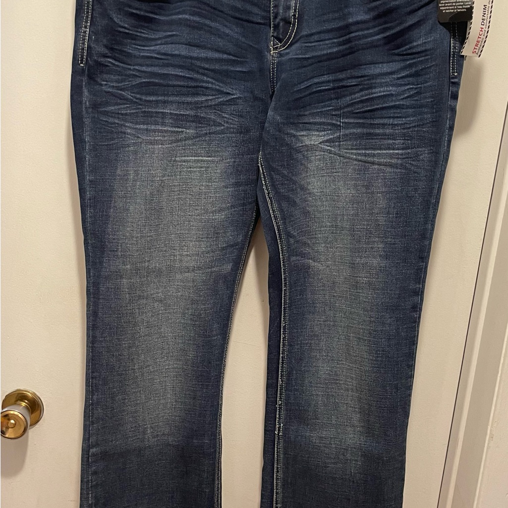 Blue Straight Leg Jeans With Fading Effect